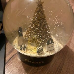 CHANEL Festive Gold Tree Snow Globe with BOX